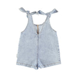 Girls Jumpsuit W/ Straps Washed Blue Denim | جمبسوت