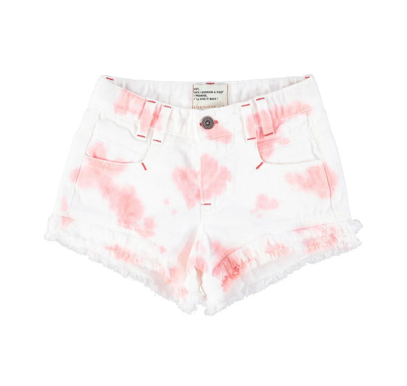 Girls Shorts W/ Fringes Pink Tie Dye | سروال قصير