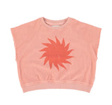 Sleeveless Sweatshirt Light Pint W/ Red Sun Print | سترة رياضية