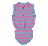 Girls Knitted Playsuit Blue & Fuchsia | بلوزة ضيقة