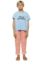 T-Shirt Blue W/ Hello in French Print | بلوزة