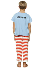 T-Shirt Blue W/ Hello in French Print | بلوزة