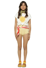 Kids T-Shirt Ecru W/ Yellow Sun Print | بلوزة