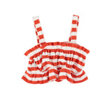 Girls Top Red & Ecru Stripes | بلوزة