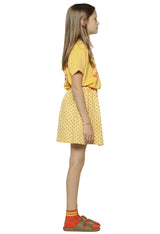Girls T-Shirt W/ Collar | Yellow W/ Lips Print | بلوزة