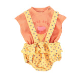 Girls Sleeveless Top Coral W/ IceCream Print | بلوزة