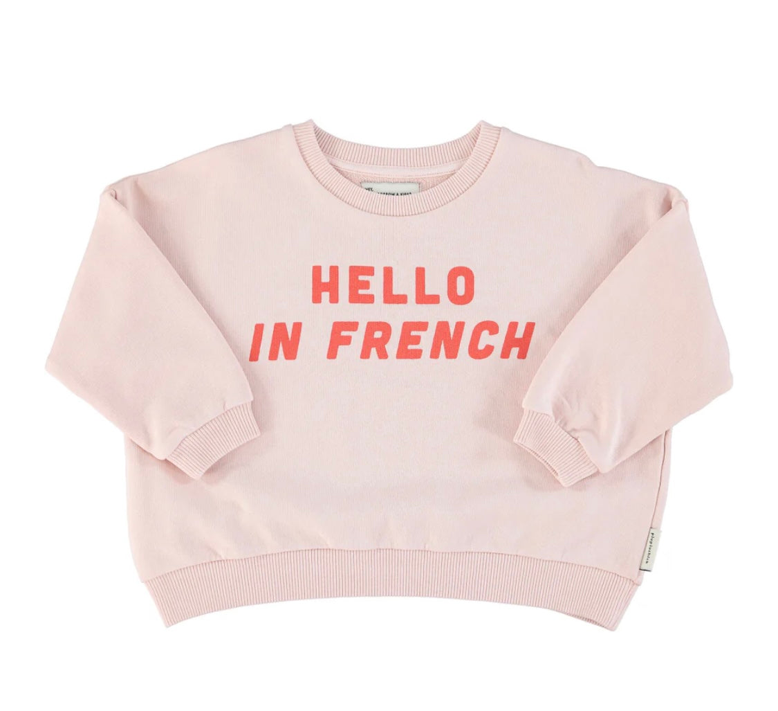 Sweatshirt Pink W/ Hello in French Red Print | سترة رياضية