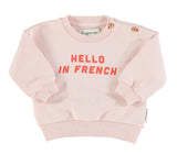 Baby Sweatshirt Pink W/ Hello in French Red Print | سترة رياضية