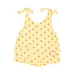 Girls Short Jumpsuit Light Yellow W/ Flowers Allover | جمبسوت