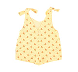 Girls Short Jumpsuit Light Yellow W/ Flowers Allover | جمبسوت