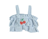 Girls Top Light Blue W/ Mon Cherie Print | بلوزة