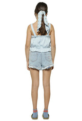 Girls Top Light Blue W/ Mon Cherie Print | بلوزة