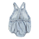 Baby Romper Washed blue denim w/ smile print - Baby رومير