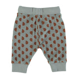 Baby terry legging / greenish grey w/half moon brown - Baby سروال
