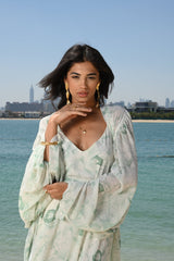 Bianca Chiffon Green Dress | فستان نسائي - Maison Clad