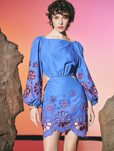 Dress Terra Lace Blue | فستان نسائي - Maison Clad