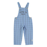 Unisex Dungarees blue checkered w/"born to rock" - Dungarees جمبسوت