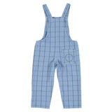 Unisex Dungarees blue checkered w/"born to rock" - Dungarees جمبسوت