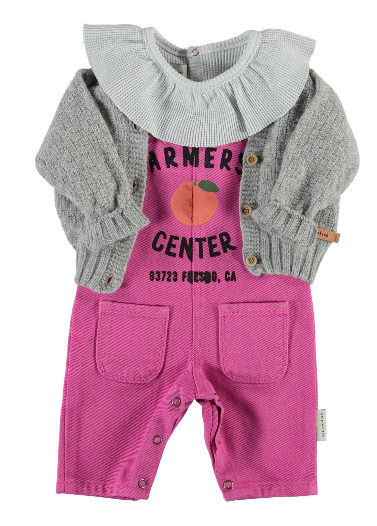 Baby Body Light Grey Waffle - Baby بلوزة ضيقة