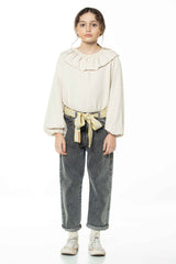 Blouse Round Collar Beige - Round Collar بلوزة
