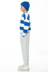Trouser Unisex Light Grey Checkered - Kids Unisex سروال