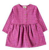 Dress Short Checkered Fuchsia - Girls فستان