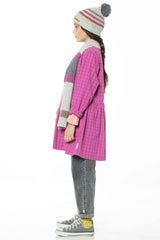 Dress Short Checkered Fuchsia - Girls فستان