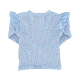 Longsleeves w/frills on shoulders light blue w/orange little star - Girls بلوزة