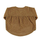 Mandarim collar blouse olive and brick animal print - Girls بلوزة