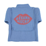 Mandarin Padded jacket blue w/back print - Girls سترة