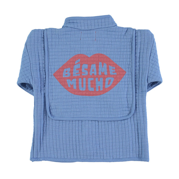 Mandarin Padded jacket blue w/back print - Girls سترة