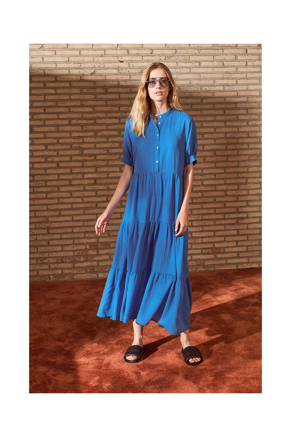 Dress Voile Carreaux Cotton Blue - Voile Carreaux Cotton Blue فستان