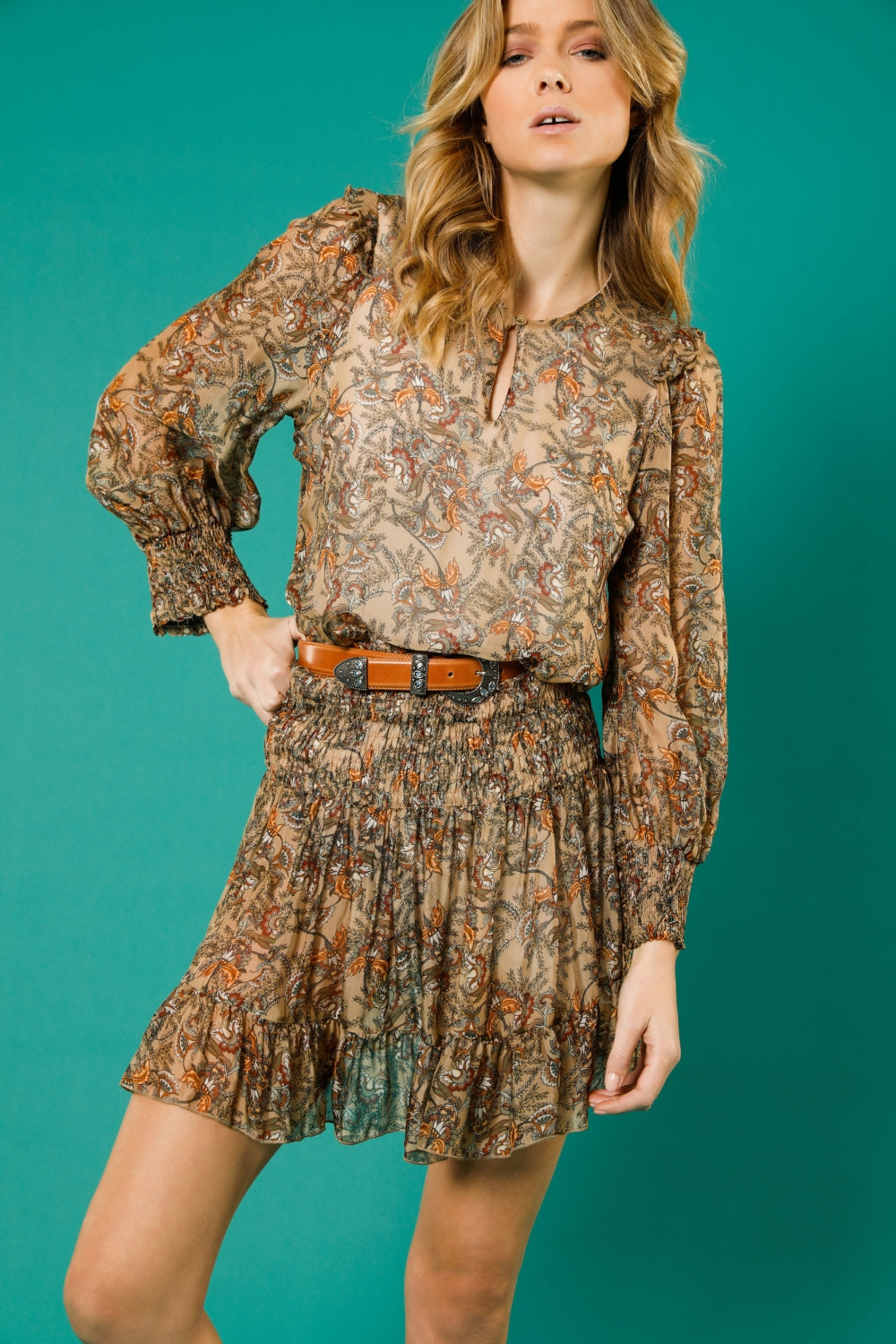 Mini Skirt Print Cachemir Beige - Mini Print Cachemir Beige تنورة