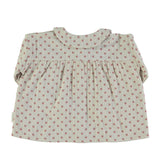 Peter pan collar Blouse Taupe w/little Flower - Girls بلوزة