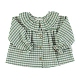 Baby round collar shirt / green checkered - Baby بلوزة