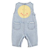 Baby slevless jumpsuit/ washed light blue denim w/ back print - Baby بلوزة ضيقة