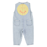 Sleeveless Jumpsuit washed light blue denim w/ Back print - Dungarees جمبسوت