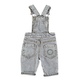 Baby unisex dungarees washed grey denim w/"music" print - dungarees جمبسوت
