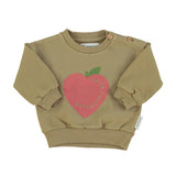 Baby unisex sweatshirt olive green w/ heart print - Baby سترة رياضية