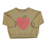 Unisex sweatshirt olive green w/ heart print - Girls سترة رياضية