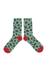 SOCKS W/ ANIMAL PRINT GREEN