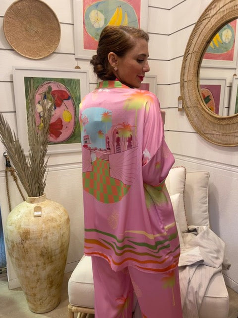 Shirt Arty Palm Pink Green| بلوزة نسائية