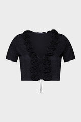 LUMIERE CROP SHIRT Black ROSES | قميص علوي نسائي