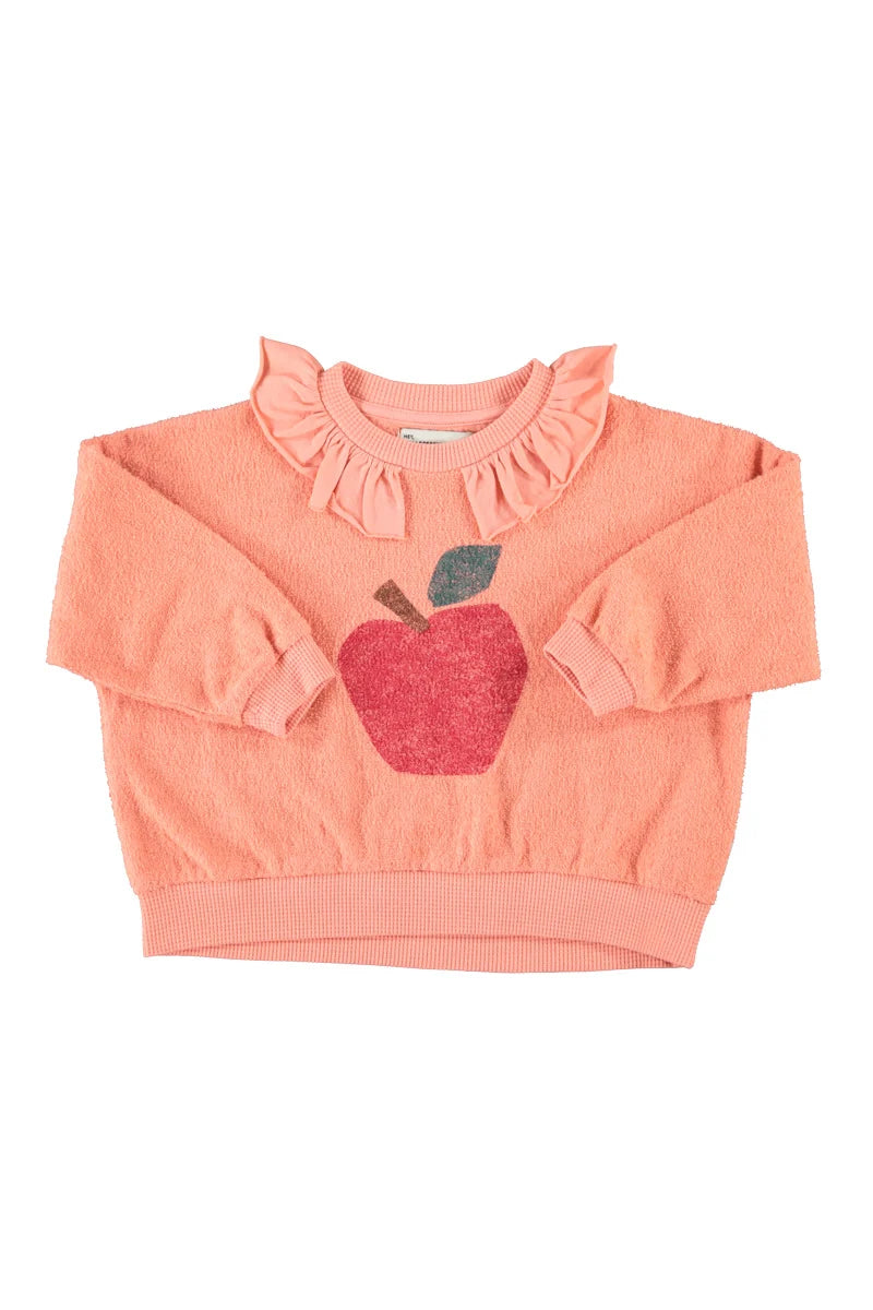 SWEATSHIRT W/ COLLAR PINK W/ APPLE PRINT