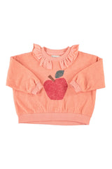 SWEATSHIRT W/ COLLAR PINK W/ APPLE PRINT