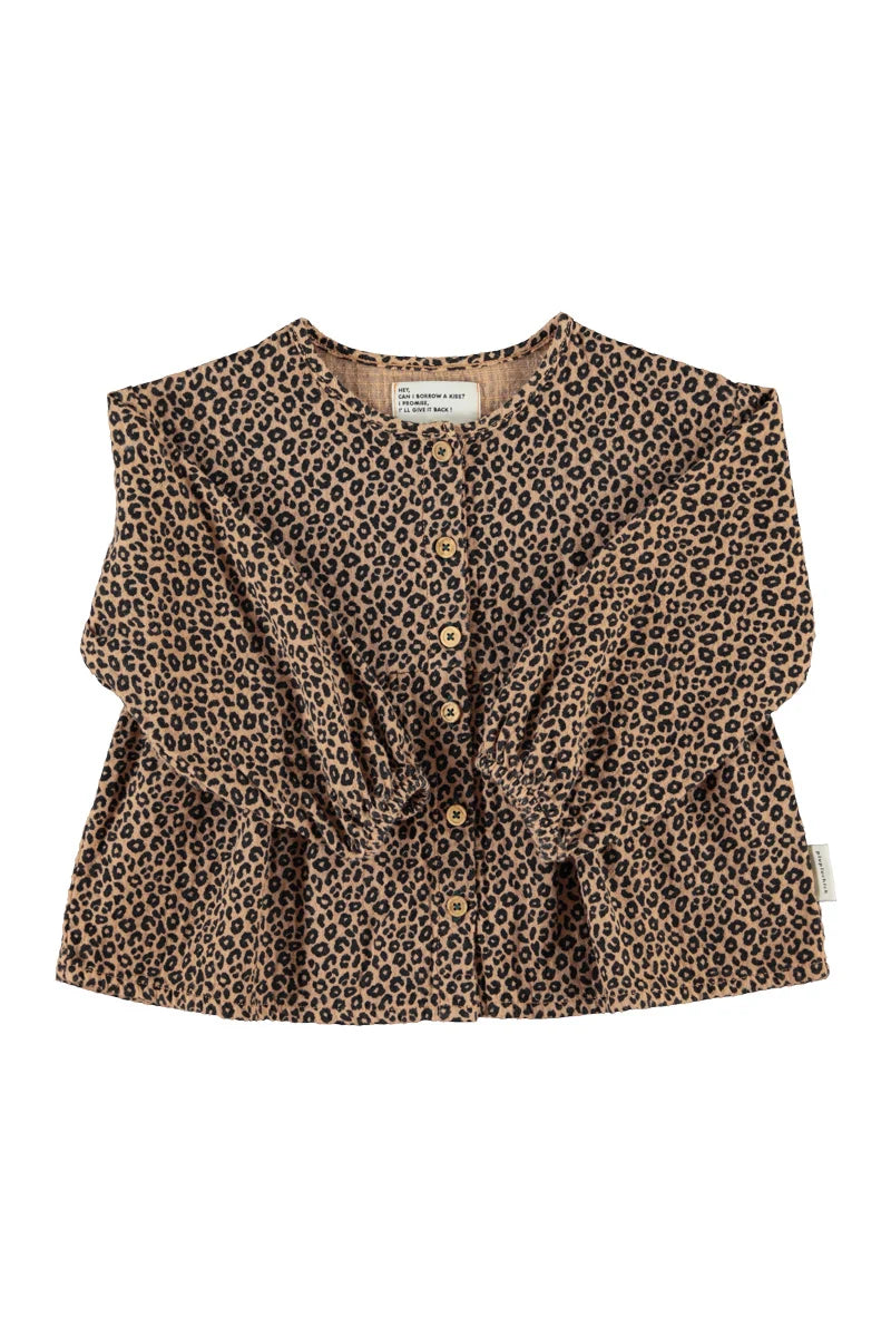 BLOUSE BROWN W/ ANIMAL PRINT