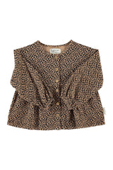 BLOUSE BROWN W/ ANIMAL PRINT