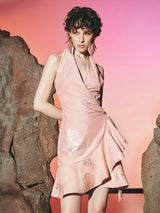 Mire Ruffly Wrap Dress Pink | فستان نسائي