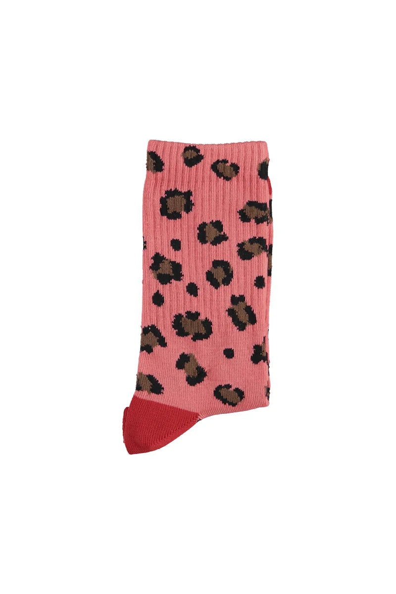 SOCKS W/ ANIMAL PRINT PINK