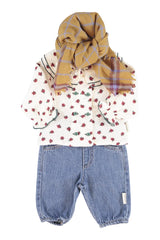 BLOUSE WITH DOUBLE COLLAR ECRU W/ LITTLE FLOWERS
